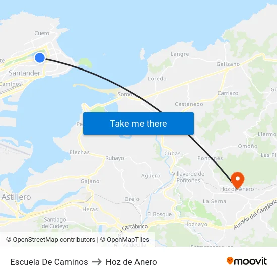 Escuela De Caminos to Hoz de Anero map