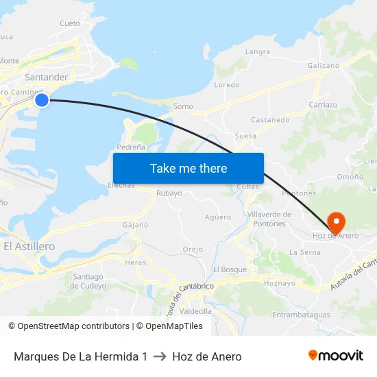 Marques De La Hermida 1 to Hoz de Anero map
