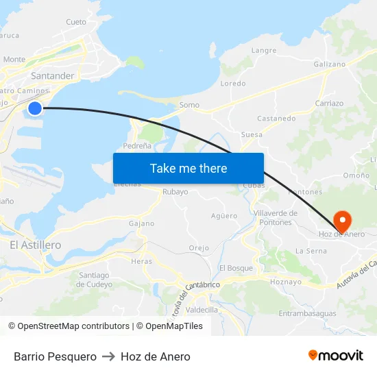Barrio Pesquero to Hoz de Anero map