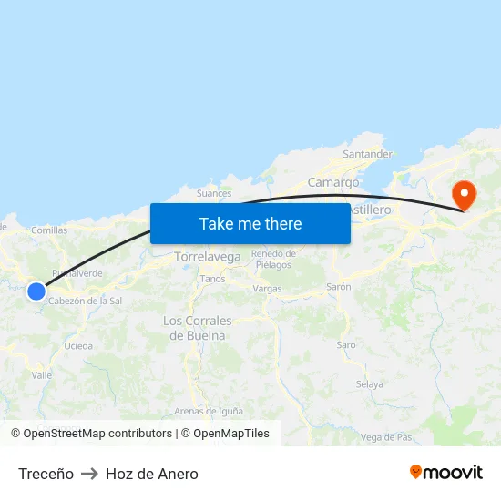 Treceño to Hoz de Anero map