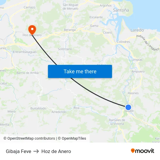Gibaja Feve to Hoz de Anero map