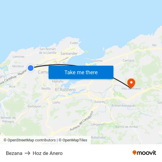 Bezana to Hoz de Anero map