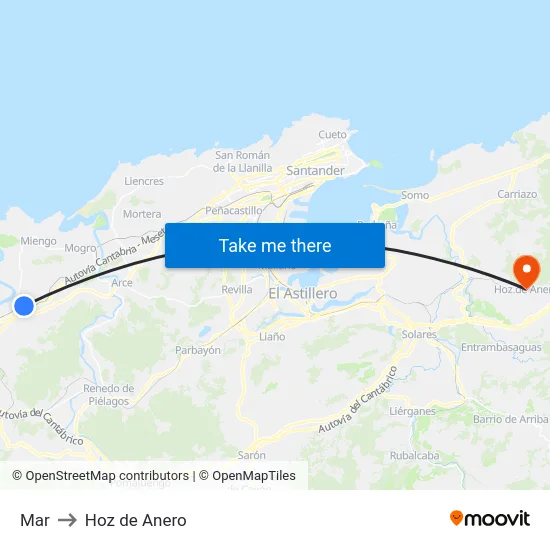 Mar to Hoz de Anero map