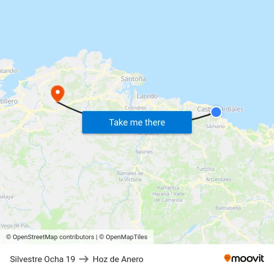 Silvestre Ocha 19 to Hoz de Anero map