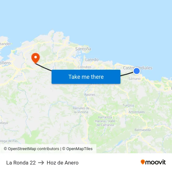 La Ronda 22 to Hoz de Anero map