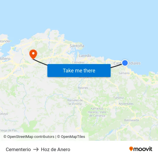 Cementerio to Hoz de Anero map