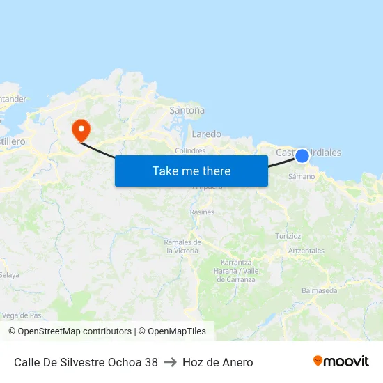 Calle De Silvestre Ochoa 38 to Hoz de Anero map