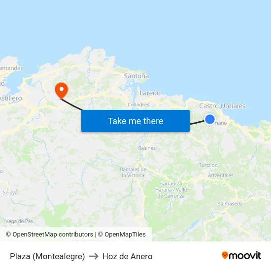 Plaza (Montealegre) to Hoz de Anero map