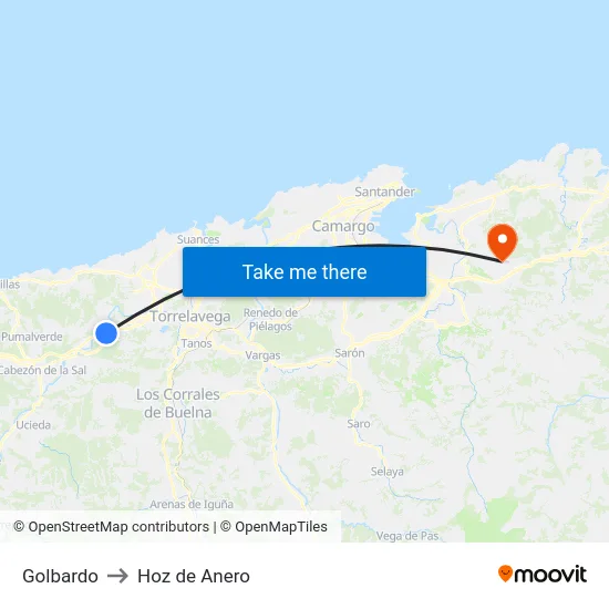 Golbardo to Hoz de Anero map