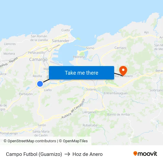 Campo Futbol (Guarnizo) to Hoz de Anero map