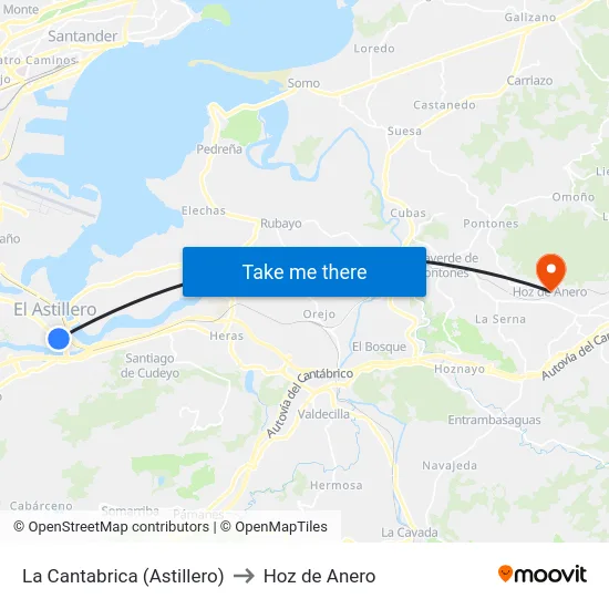 La Cantabrica (Astillero) to Hoz de Anero map