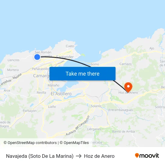 Navajeda (Soto De La Marina) to Hoz de Anero map