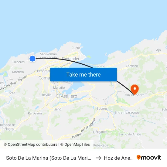 Soto De La Marina (Soto De La Marina) to Hoz de Anero map