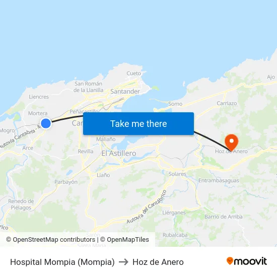 Hospital Mompia (Mompia) to Hoz de Anero map