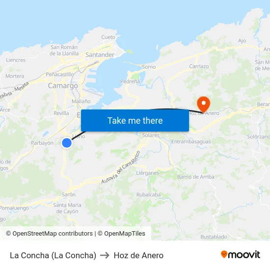 La Concha (La Concha) to Hoz de Anero map