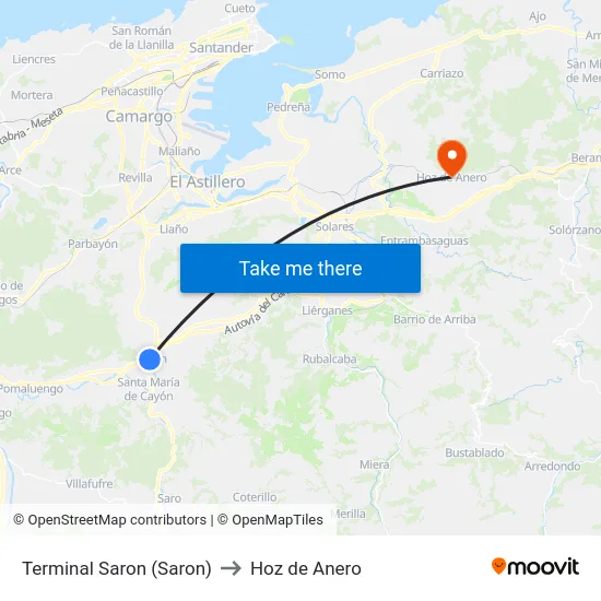 Terminal Saron (Saron) to Hoz de Anero map