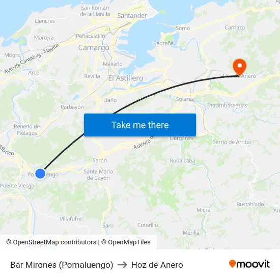 Bar Mirones (Pomaluengo) to Hoz de Anero map