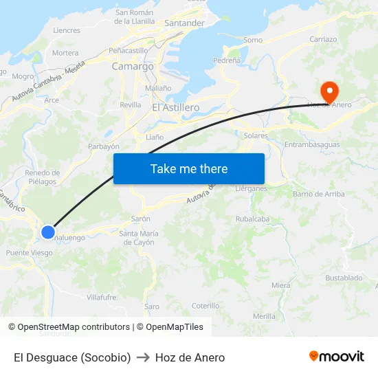 El Desguace (Socobio) to Hoz de Anero map