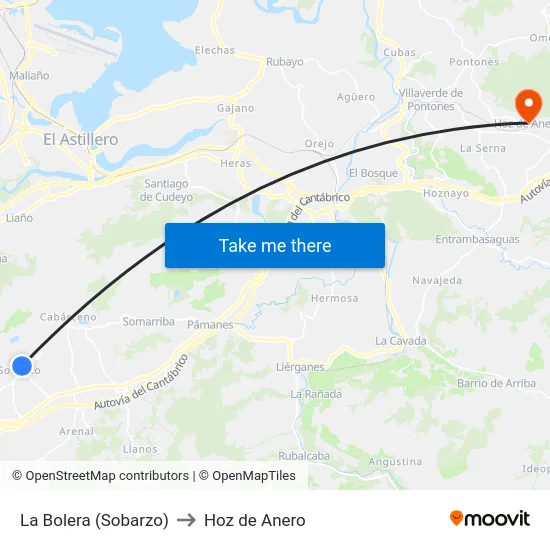 La Bolera (Sobarzo) to Hoz de Anero map