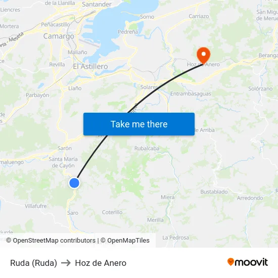 Ruda (Ruda) to Hoz de Anero map