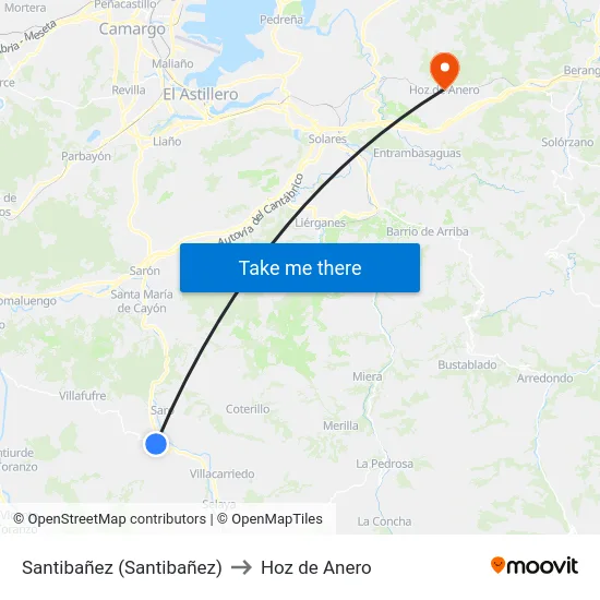 Santibañez (Santibañez) to Hoz de Anero map