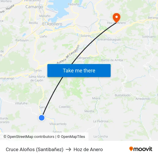 Cruce Aloños (Santibañez) to Hoz de Anero map