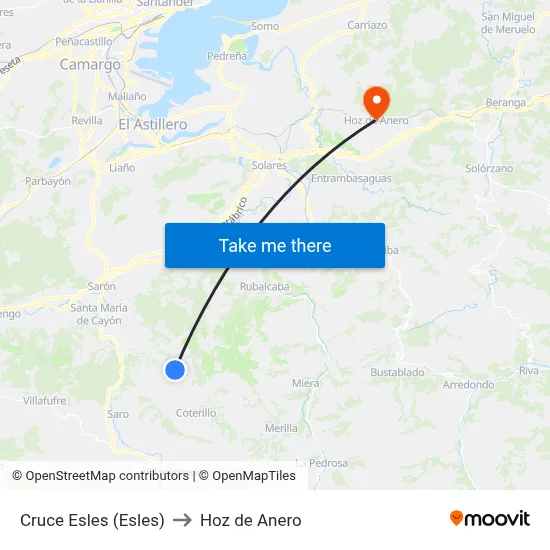 Cruce Esles (Esles) to Hoz de Anero map