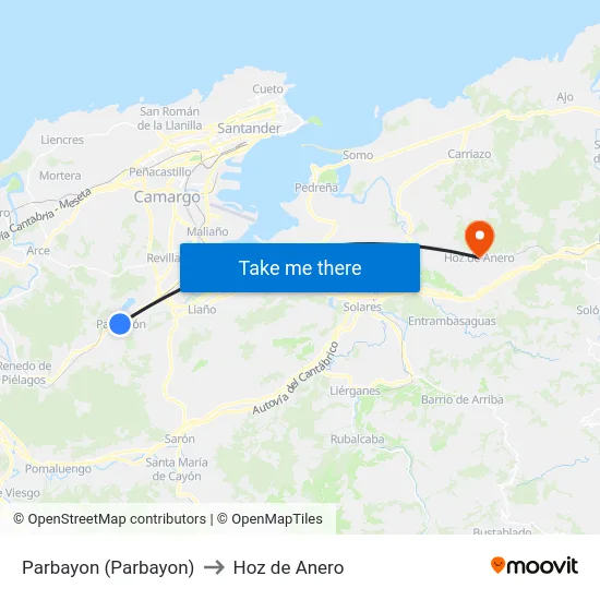 Parbayon (Parbayon) to Hoz de Anero map