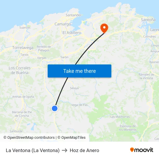 La Ventona (La Ventona) to Hoz de Anero map