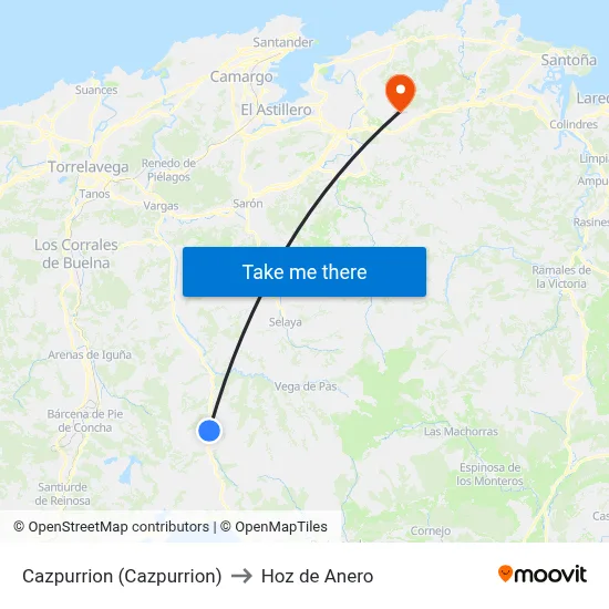 Cazpurrion (Cazpurrion) to Hoz de Anero map