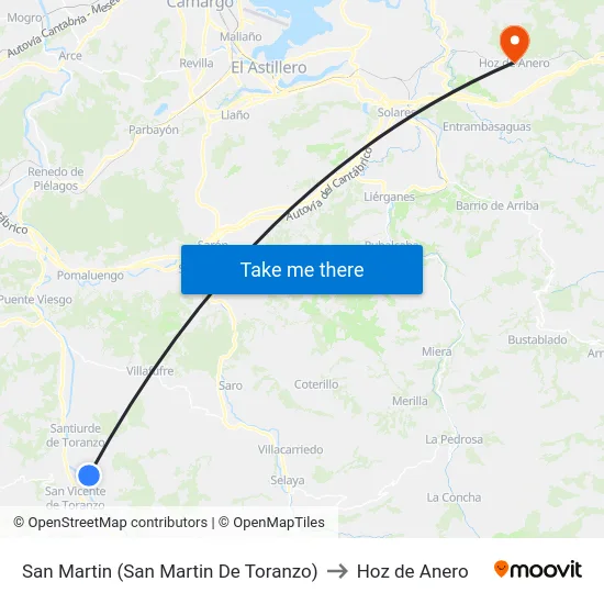 San Martin (San Martin De Toranzo) to Hoz de Anero map