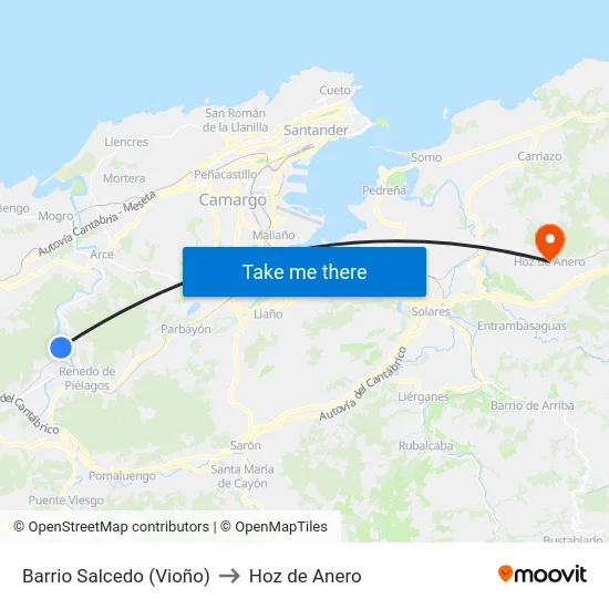 Barrio Salcedo (Vioño) to Hoz de Anero map