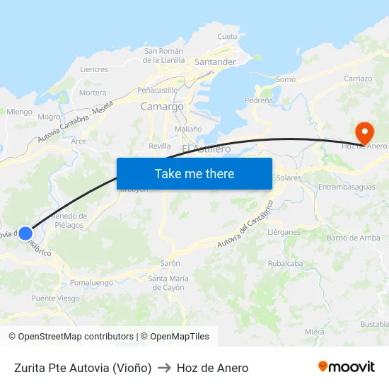 Zurita Pte Autovia (Vioño) to Hoz de Anero map