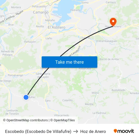 Escobedo (Escobedo De Villafufre) to Hoz de Anero map