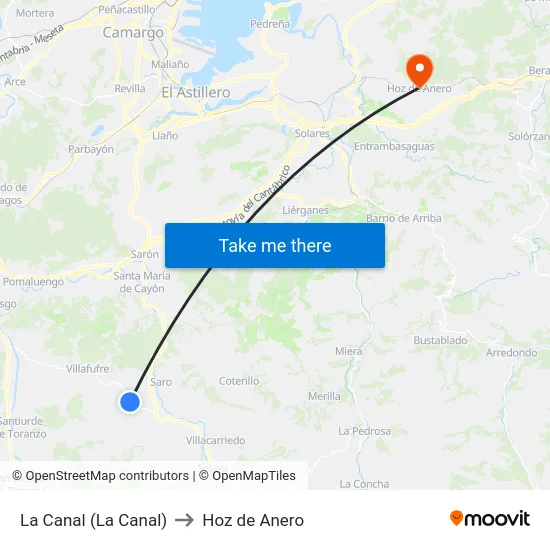 La Canal (La Canal) to Hoz de Anero map