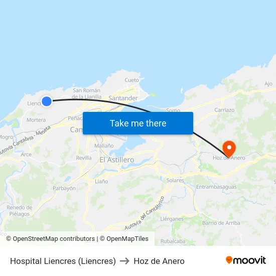 Hospital Liencres (Liencres) to Hoz de Anero map