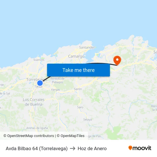 Avda Bilbao 64 (Torrelavega) to Hoz de Anero map