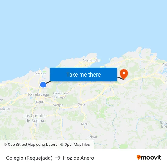 Colegio (Requejada) to Hoz de Anero map