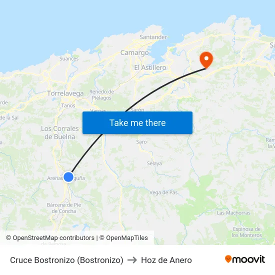 Cruce Bostronizo (Bostronizo) to Hoz de Anero map