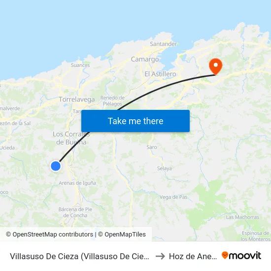 Villasuso De Cieza (Villasuso De Cieza) to Hoz de Anero map