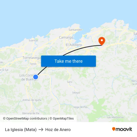 La Iglesia (Mata) to Hoz de Anero map