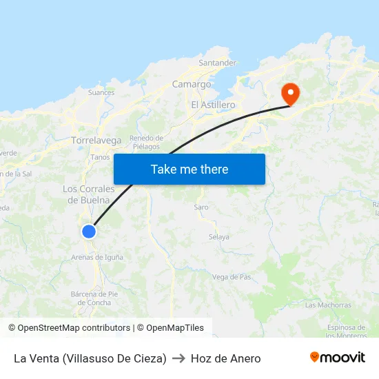 La Venta (Villasuso De Cieza) to Hoz de Anero map