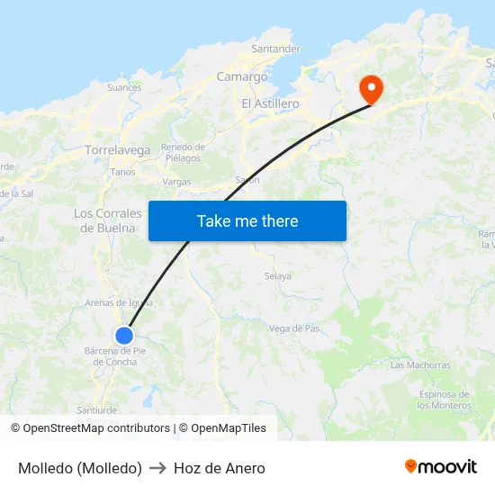 Molledo (Molledo) to Hoz de Anero map
