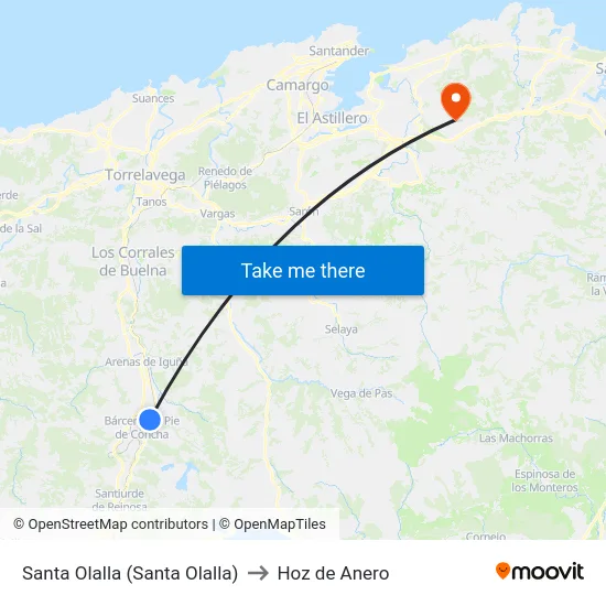 Santa Olalla (Santa Olalla) to Hoz de Anero map