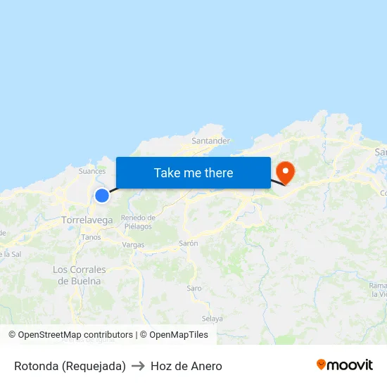 Rotonda (Requejada) to Hoz de Anero map