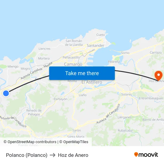 Polanco (Polanco) to Hoz de Anero map