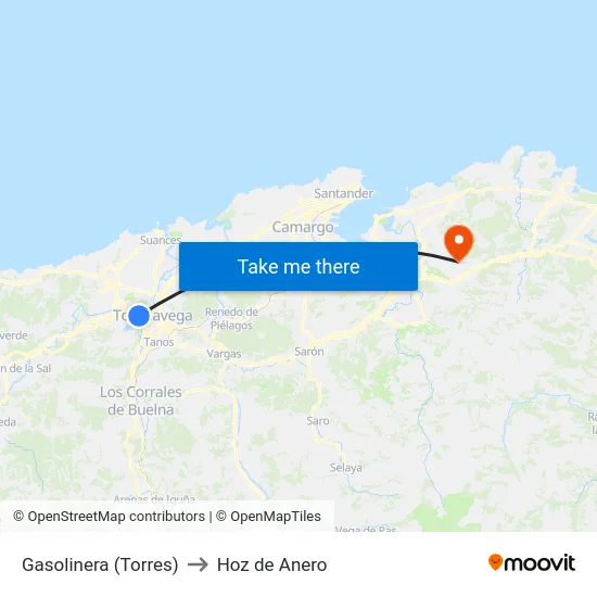 Gasolinera (Torres) to Hoz de Anero map