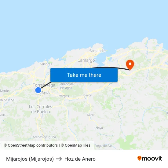 Mijarojos (Mijarojos) to Hoz de Anero map