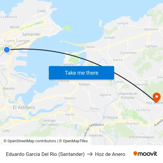 Eduardo Garcia Del Rio (Santander) to Hoz de Anero map