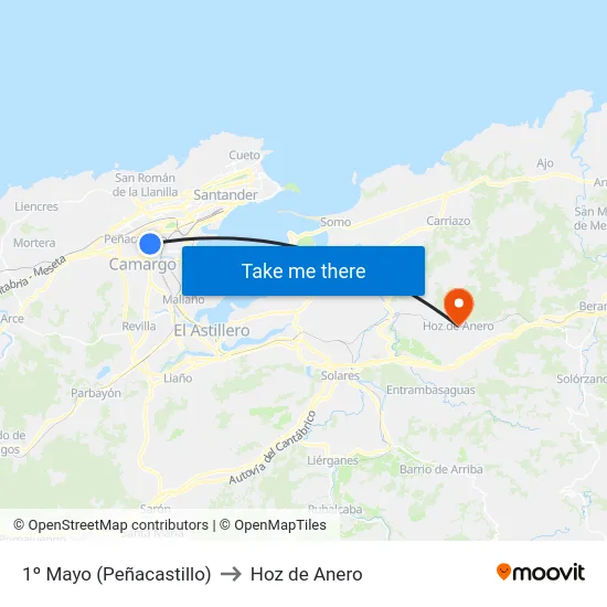 1º Mayo (Peñacastillo) to Hoz de Anero map